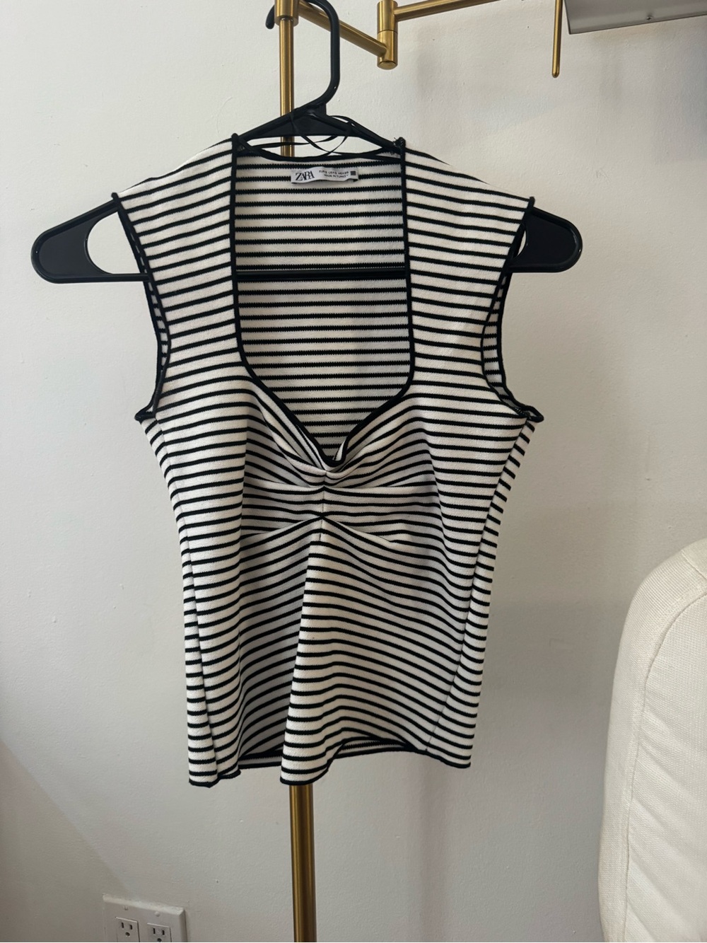 Zara Black & White Striped Sleeveless Top